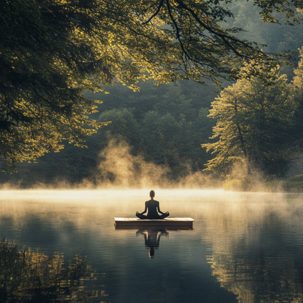 Ein Yogi meditiert für Raum für Frieden