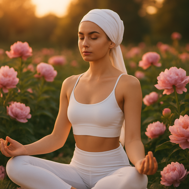 Frau meditiert und praktiziert Kundalini Yoga